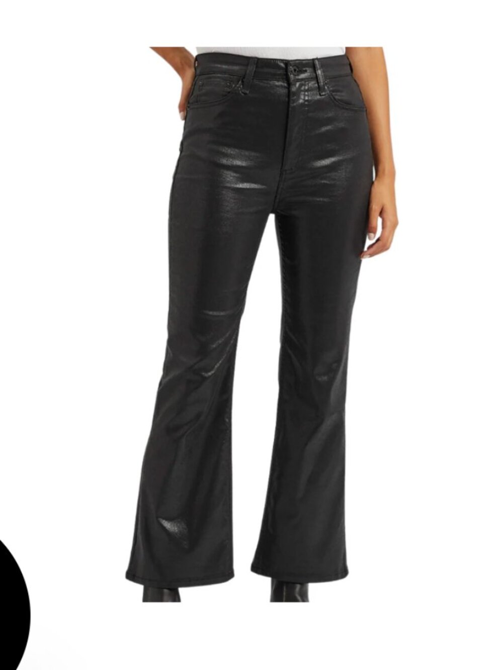 Rag and Bone Casey Black Coated Denim Flared jeans SIZE 26